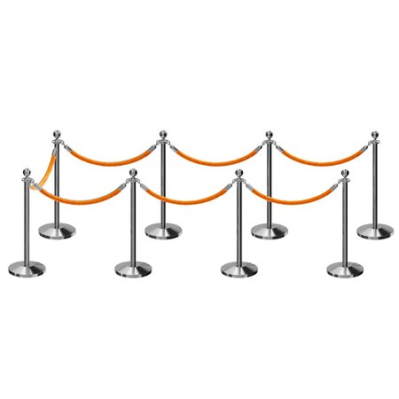 MONTOUR LINE Stanchion Post and Rope Kit Pol.Steel, 8 Ball Top7 Gold Rope C-Kit-8-PS-BA-7-PVR-GD-PS